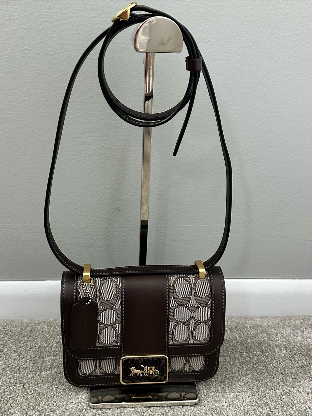 Coach Alie Shoulder Bag 18 In Signature Jacquard With Snakeskin Detail Women's